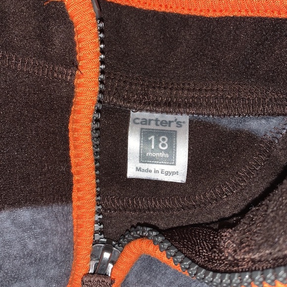 Boys 18 Month Carter’s Brown & Orange Zip Up Fleece Jacket - Picture 4 of 4